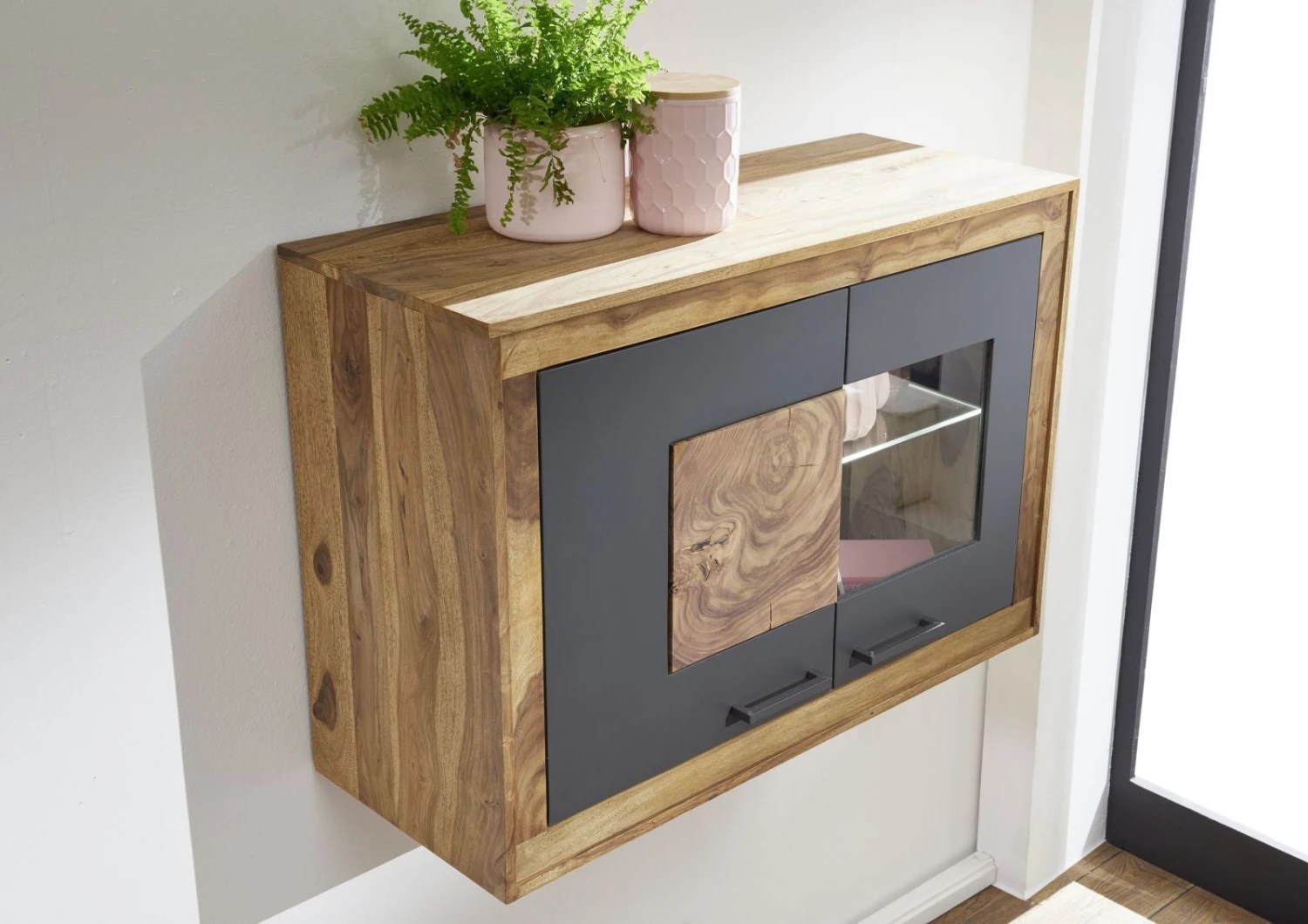 Vetrina In Legno Di Sheesham / Palissandro 100x40x69 Marrone Tinto TURIN #08 6 Vetrina In Legno Di Sheesham / Palissandro 100x40x69 Marrone Tinto TURIN #08 - immagine 4