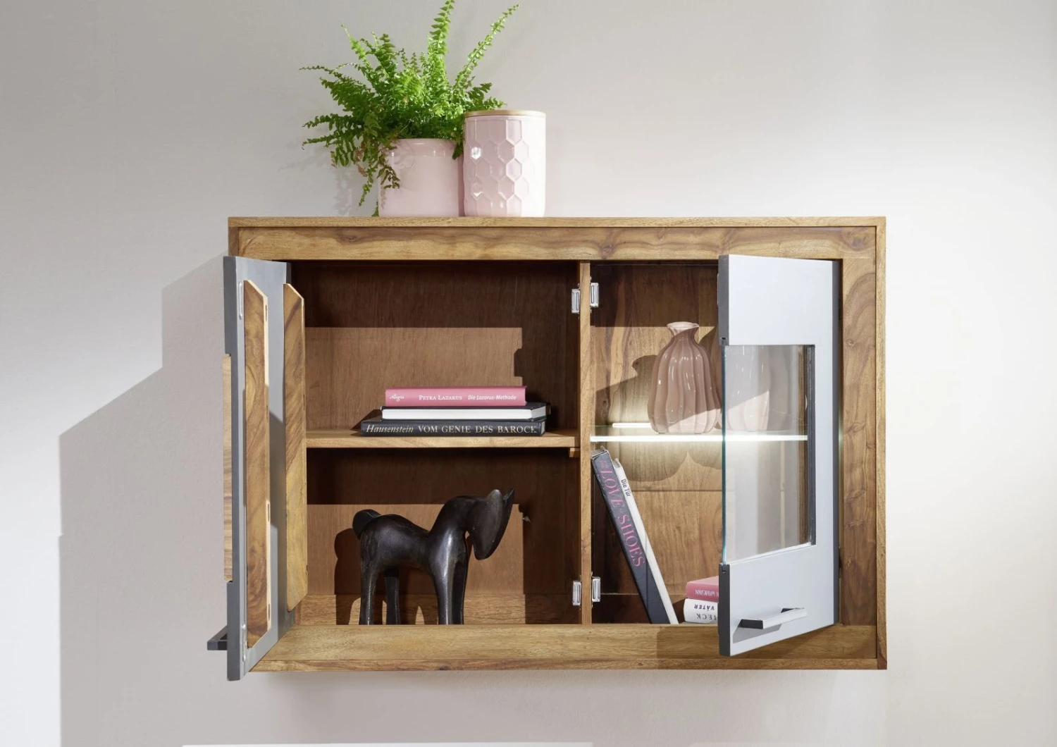 Vetrina In Legno Di Sheesham / Palissandro 100x40x69 Marrone Tinto TURIN #08 7 Vetrina In Legno Di Sheesham / Palissandro 100x40x69 Marrone Tinto TURIN #08 - immagine 5