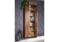 Vetrina In Legno Di Acacia 81x45x204 Marrone Laccato PURE ACACIA #207