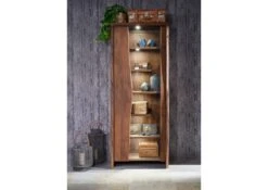 Vetrina In Legno Di Acacia 81x45x204 Marrone Laccato PURE ACACIA #207 -Massivmoebel24 09 320 886 2007 3