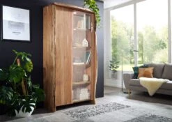 Vetrina In Legno Di Acacia 105x45x204 Acacia Naturale Laccato PURE ACACIA #711