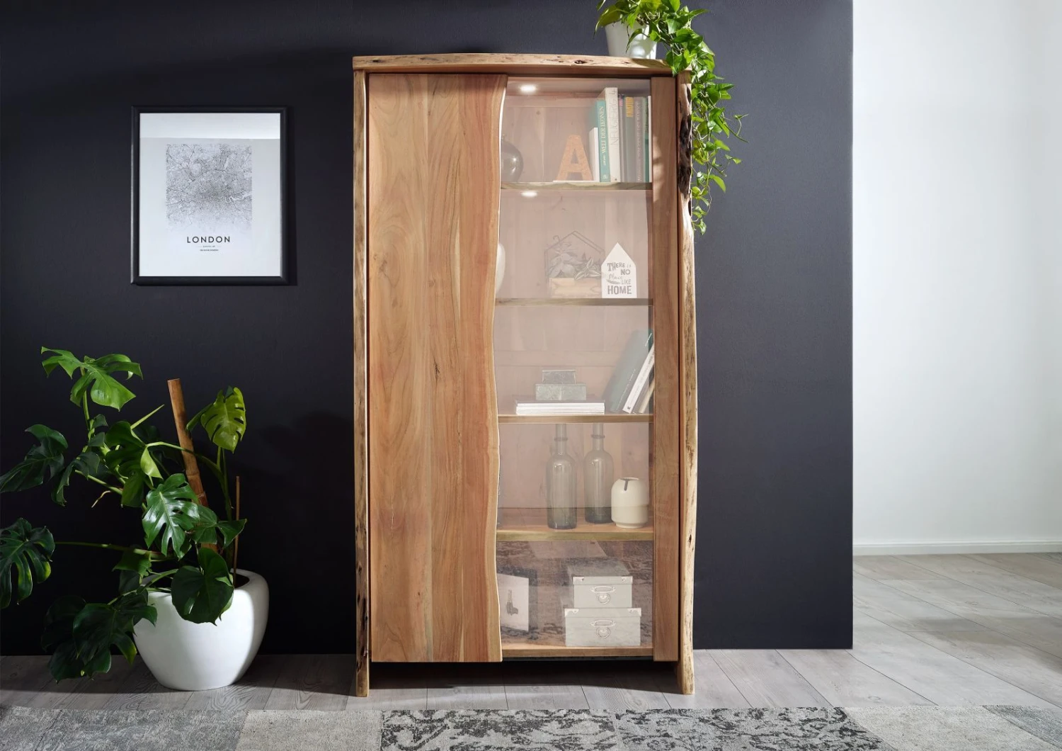 Vetrina In Legno Di Acacia 105x45x204 Acacia Naturale Laccato PURE ACACIA #711 4 Vetrina In Legno Di Acacia 105x45x204 Acacia Naturale Laccato PURE ACACIA #711 - immagine 2