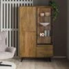 Vetrina In Legno Di Mango / Legno Riciclato 110x47x182 Laccato / Nero / Naturale DAVIS #31 1 Vetrina In Legno Di Mango / Legno Riciclato 110x47x182 Laccato / Nero / Naturale DAVIS #31 -Massivmoebel24 09 320 888 0031 01