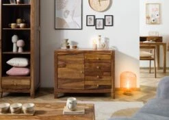 ANCONA #115 Comò In Legno Di Sheesham - Laccato / Marrone 100x45x80