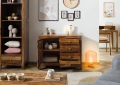 ANCONA #115 Comò In Legno Di Sheesham - Laccato / Marrone 100x45x80 -Massivmoebel24 09 321 699 1015 04