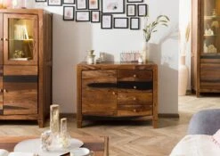 ANCONA #215 Comò In Legno Di Sheesham - Laccato / Marrone Scuro 100x45x80