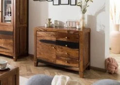 ANCONA #215 Comò In Legno Di Sheesham - Laccato / Marrone Scuro 100x45x80 -Massivmoebel24 09 321 699 2015 03