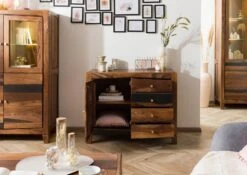 ANCONA #215 Comò In Legno Di Sheesham - Laccato / Marrone Scuro 100x45x80 -Massivmoebel24 09 321 699 2015 04