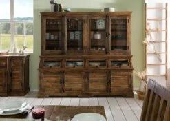 RODEZ #154 Mobile Dispensa In Legno Di Mango - Oliato / Marrone Scuro 210x55x190