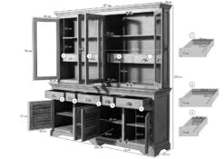 Buffet In Legno Di Mango 204x50x210 Oliato Beige TOULOUSE #03 -Massivmoebel24 09 322 188 0003 08