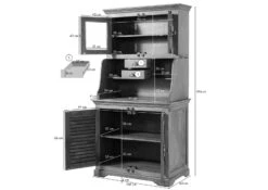 Buffet In Legno Di Mango 106x60x196 Oliato Beige TOULOUSE #04 -Massivmoebel24 09 322 188 0004 08