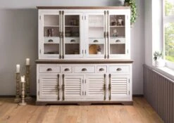 Buffet In Legno Di Mango 204x50x210 Laccato Bianco TOULOUSE #103
