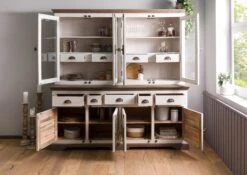 Buffet In Legno Di Mango 204x50x210 Laccato Bianco TOULOUSE #103 -Massivmoebel24 09 322 188 1003 03