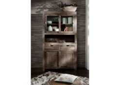 NATURE GREY #64 Credenza In Legno Di Sheesham - Oliato / Grigio 110x45x190 -Massivmoebel24 09 322 550 0064 3