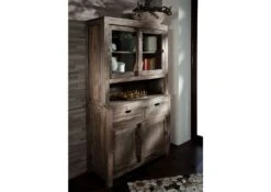 NATURE GREY #64 Credenza In Legno Di Sheesham - Oliato / Grigio 110x45x190 -Massivmoebel24 09 322 550 0064 4