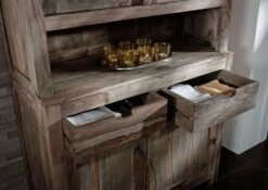 NATURE GREY #64 Credenza In Legno Di Sheesham - Oliato / Grigio 110x45x190 -Massivmoebel24 09 322 550 0064 5