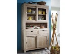 NATURE WHITE #64 Mobile Dispensa In Legno Di Acacia - Patinato / White Stone 110x45x190