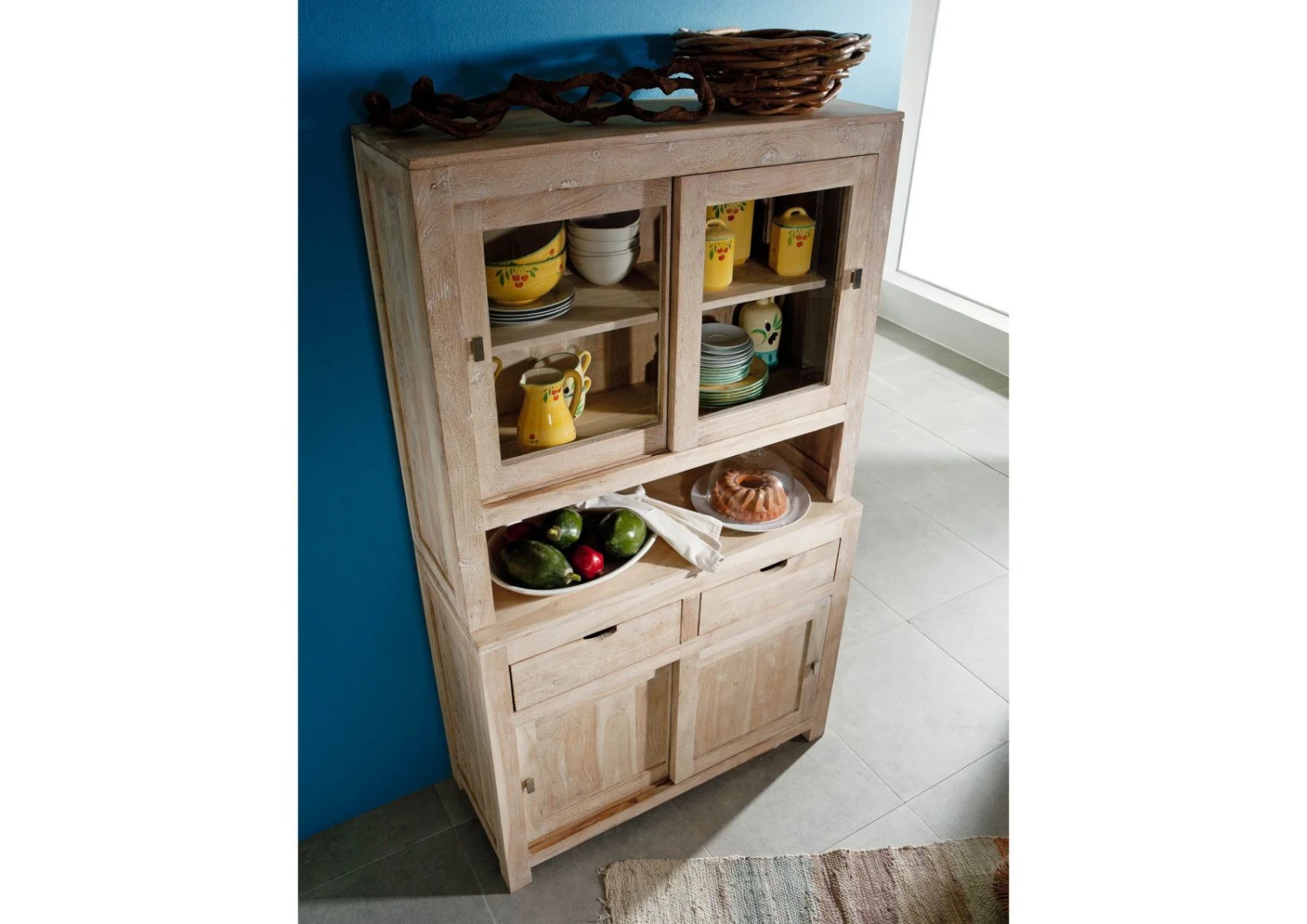 NATURE WHITE #64 Mobile Dispensa In Legno Di Acacia - Patinato / White Stone 110x45x190 4 NATURE WHITE #64 Mobile Dispensa In Legno Di Acacia - Patinato / White Stone 110x45x190 - immagine 2