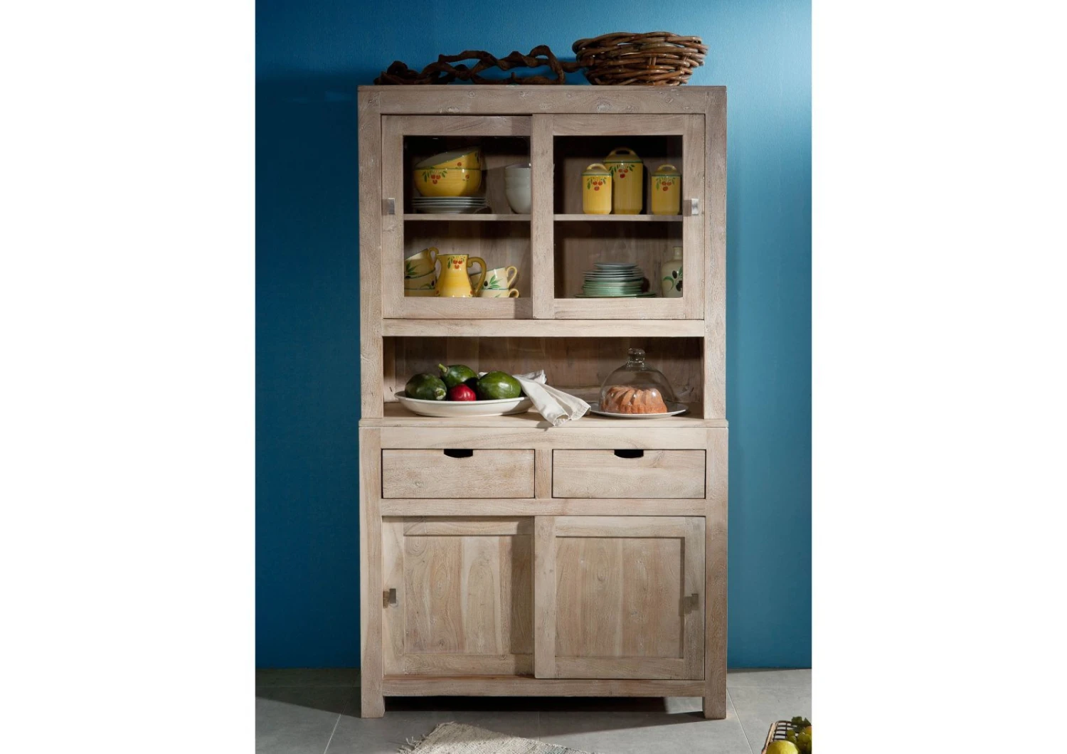 NATURE WHITE #64 Mobile Dispensa In Legno Di Acacia - Patinato / White Stone 110x45x190 5 NATURE WHITE #64 Mobile Dispensa In Legno Di Acacia - Patinato / White Stone 110x45x190 - immagine 3