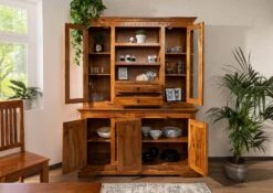 OXFORD #0530 Mobile Dispensa In Legno Di Acacia - Laccato / Miele 150x50x200 -Massivmoebel24 09 322 610 0P31 4