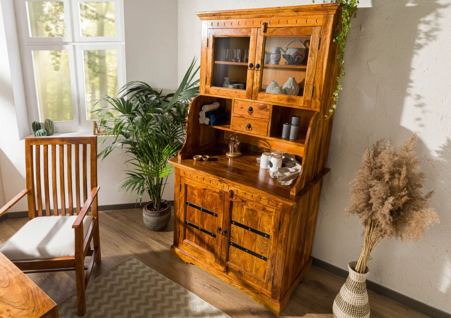 OXFORD #0510 Mobile Dispensa In Legno Di Acacia - Laccato / Miele 106x60x196 4 OXFORD #0510 Mobile Dispensa In Legno Di Acacia - Laccato / Miele 106x60x196 - immagine 2