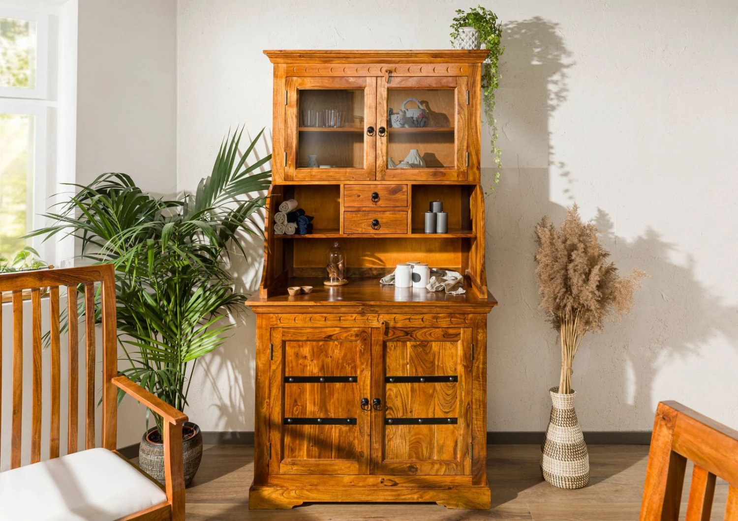 OXFORD #0510 Mobile Dispensa In Legno Di Acacia - Laccato / Miele 106x60x196 5 OXFORD #0510 Mobile Dispensa In Legno Di Acacia - Laccato / Miele 106x60x196 - immagine 3