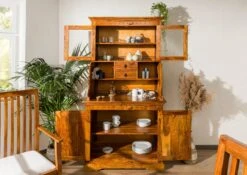 OXFORD #0510 Mobile Dispensa In Legno Di Acacia - Laccato / Miele 106x60x196 15 OXFORD #0510 Mobile Dispensa In Legno Di Acacia - Laccato / Miele 106x60x196 -Massivmoebel24 09 322 610 0P33 4