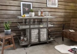 HEAVY INDUSTRY #167 Carrello Da Servizio In Legno Di Mango E Ferro - Laccato Grigio - 117x46x94