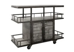HEAVY INDUSTRY #167 Carrello Da Servizio In Legno Di Mango E Ferro - Laccato Grigio - 117x46x94 -Massivmoebel24 09 322 677 0167 9