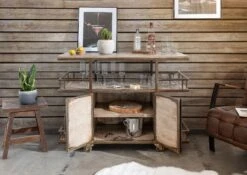 HEAVY INDUSTRY #267 Carrello Da Servizio In Legno Di Mango E Ferro - Laccato Marrone - 117x46x94 -Massivmoebel24 09 322 677 0267 3