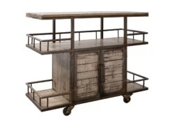 HEAVY INDUSTRY #267 Carrello Da Servizio In Legno Di Mango E Ferro - Laccato Marrone - 117x46x94 -Massivmoebel24 09 322 677 0267 9