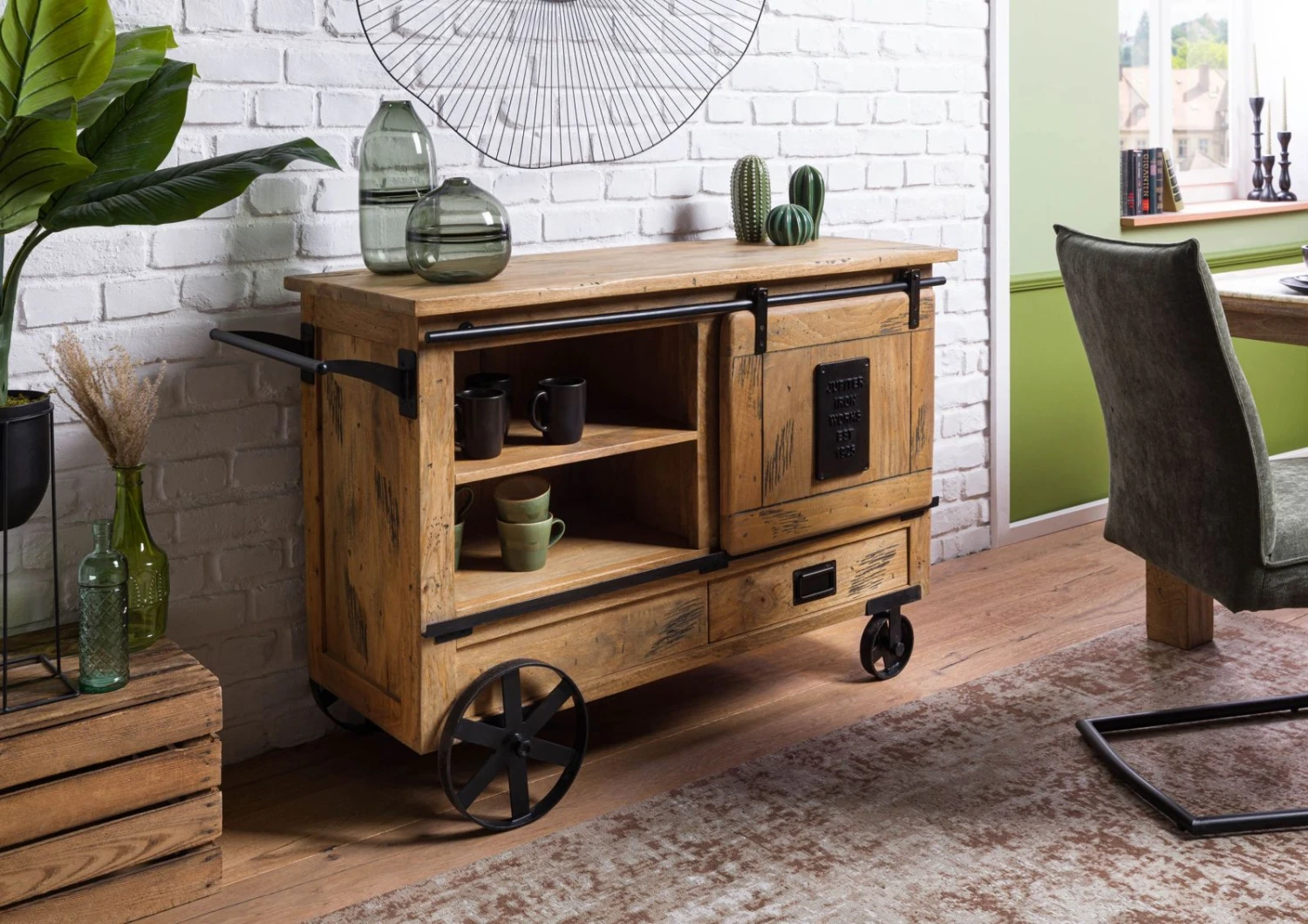 Serviertisch Mango 120x45x85 Natur Lackiert RAILWAY #197 3 Serviertisch Mango 120x45x85 Natur Lackiert RAILWAY #197