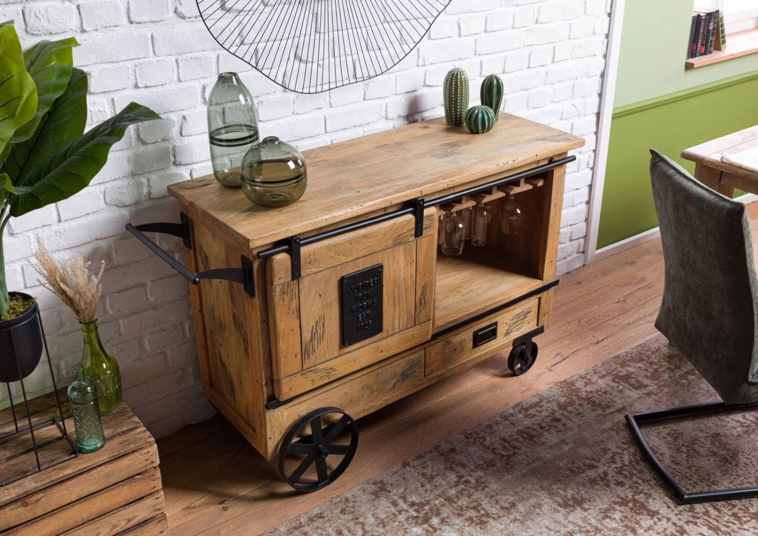 Serviertisch Mango 120x45x85 Natur Lackiert RAILWAY #197 4 Serviertisch Mango 120x45x85 Natur Lackiert RAILWAY #197 - immagine 2