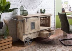 Serviertisch Mango 120x45x85 Beige Lackiert RAILWAY #397 15 Serviertisch Mango 120x45x85 Beige Lackiert RAILWAY #397 -Massivmoebel24 09 322 772 2097 04