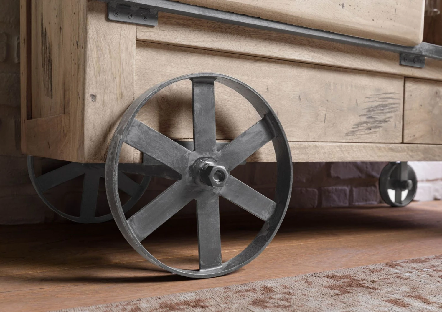 Serviertisch Mango 120x45x85 Beige Lackiert RAILWAY #397 8 Serviertisch Mango 120x45x85 Beige Lackiert RAILWAY #397 - immagine 6