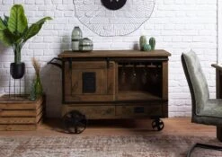 Serviertisch Mango 120x45x85 Braun Lackiert RAILWAY #497 -Massivmoebel24 09 322 772 3097 03