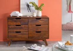 MALMÖ 2 #105 Comò In Legno Di Sheesham - Laccato / Noce 90x40x65 -Massivmoebel24 09 330 220 0005 3