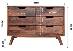 MALMÖ 2 #105 Comò In Legno Di Sheesham - Laccato / Noce 90x40x65 -Massivmoebel24 09 330 220 0005 8