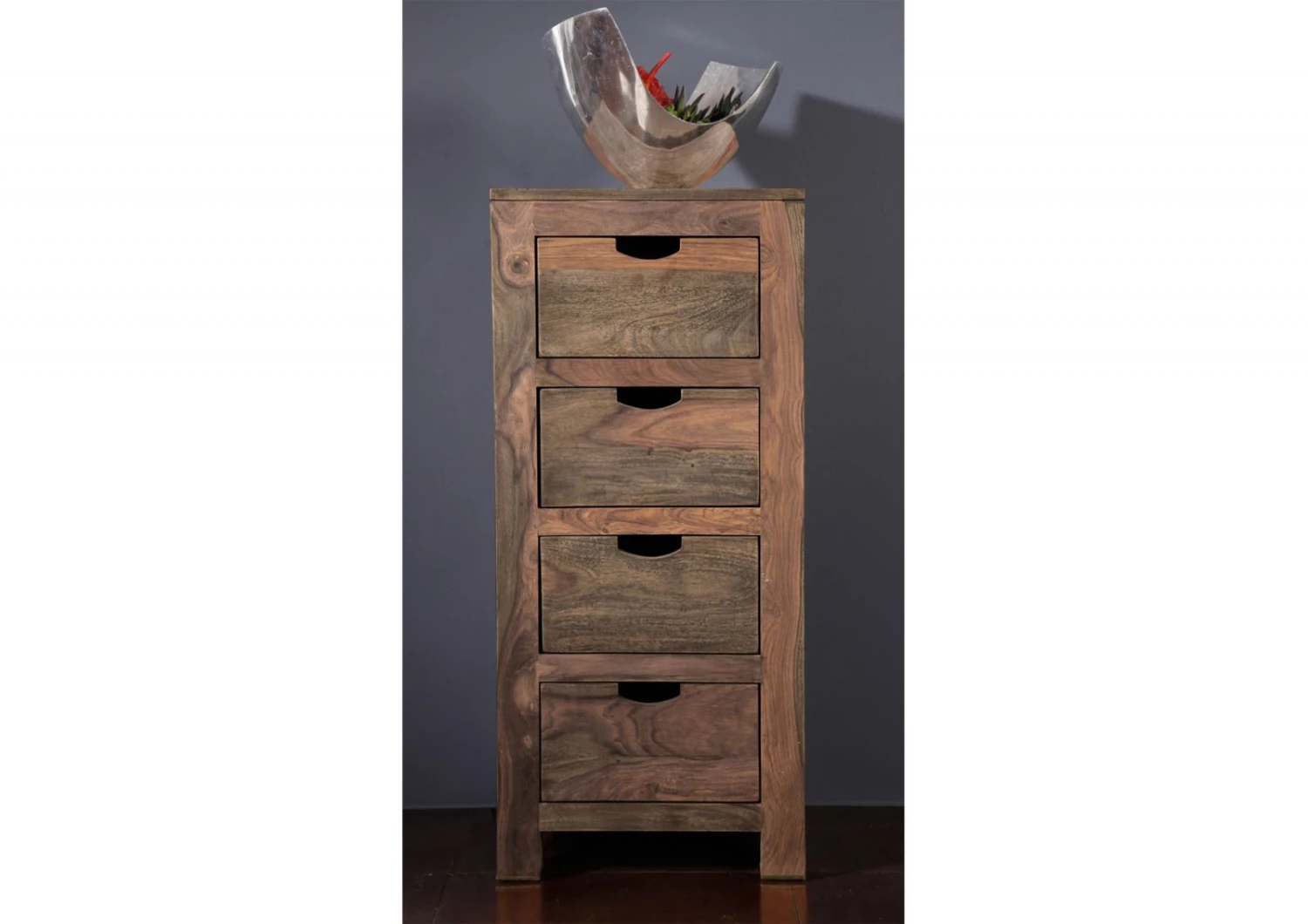 NATURE GREY #54 Comò In Legno Di Sheesham - Oliato / Grigio 45x40x100 3 NATURE GREY #54 Comò In Legno Di Sheesham - Oliato / Grigio 45x40x100