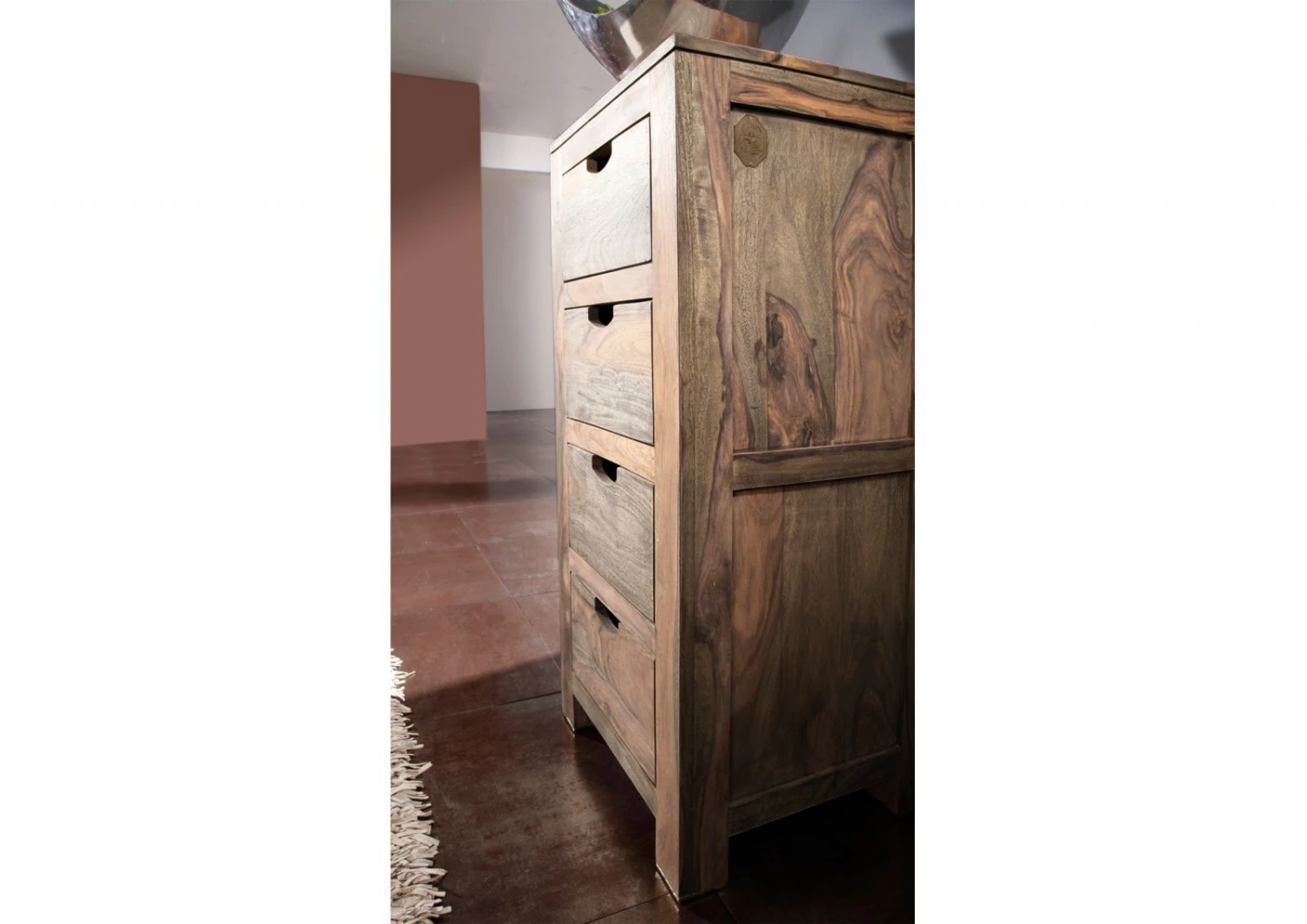 NATURE GREY #54 Comò In Legno Di Sheesham - Oliato / Grigio 45x40x100 4 NATURE GREY #54 Comò In Legno Di Sheesham - Oliato / Grigio 45x40x100 - immagine 2