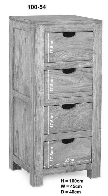 NATURE GREY #54 Comò In Legno Di Sheesham - Oliato / Grigio 45x40x100 6 NATURE GREY #54 Comò In Legno Di Sheesham - Oliato / Grigio 45x40x100 - immagine 4