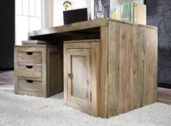 NATURE GREY #713 Comodino In Legno Di Sheesham - Oliato / Grigio 45x40x60 -Massivmoebel24 09 330 550 1043 7