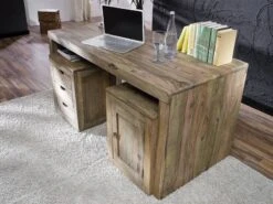 NATURE GREY #714 Comodino In Legno Di Sheesham - Oliato / Grigio 45x40x60 -Massivmoebel24 09 330 550 1044 6