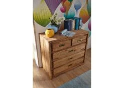 NATURE BROWN #854 Comò In Legno Di Sheesham - Oliato / Marrone 95x47x85 -Massivmoebel24 09 330 554 8054 2