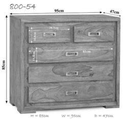 NATURE BROWN #854 Comò In Legno Di Sheesham - Oliato / Marrone 95x47x85 -Massivmoebel24 09 330 554 8054 8