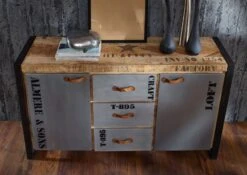 Credenza In Legno Di Mango 145x40x85 Mango Naturale Stampato FACTORY #132 -Massivmoebel24 09 330 559 0132 2