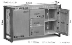 Credenza In Legno Di Mango 145x40x85 Mango Naturale Stampato FACTORY #132 -Massivmoebel24 09 330 559 0132 8