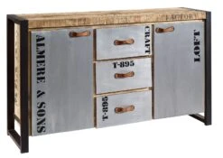 Credenza In Legno Di Mango 145x40x85 Mango Naturale Stampato FACTORY #132 -Massivmoebel24 09 330 559 0132 9