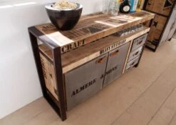 Credenza In Legno Di Mango 145x40x85 Mango Naturale Stampato FACTORY #143 -Massivmoebel24 09 330 559 0133 3