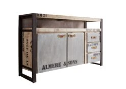 Credenza In Legno Di Mango 145x40x85 Mango Naturale Stampato FACTORY #143 -Massivmoebel24 09 330 559 0133 9